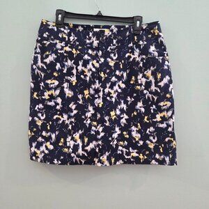 Christopher And Banks Navy/Yellow/White Abstract Design Skort Size 10